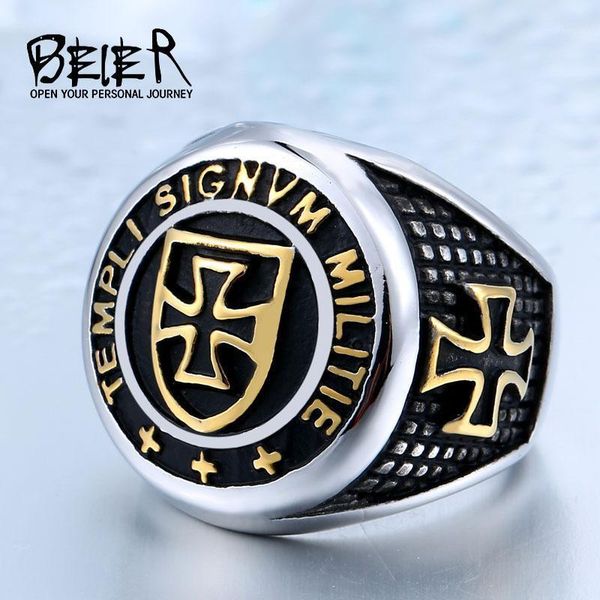 band rings beier 316l stainless steel cross men's ring retro temple knight partial gold jewelry llbr8-280r1, Silver
band rings beier 316l stainless steel cross men's ring retro temple knight partial gold jewelry llbr8-280r1, Silver