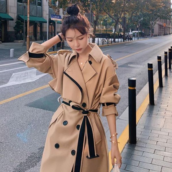 2021 spring autumn trench coat women long sleeve double breasted slim korean fashion outwear female causal windbreaker d158, Tan;black
2021 spring autumn trench coat women long sleeve double breasted slim korean fashion outwear female causal windbreaker d158, Tan;black