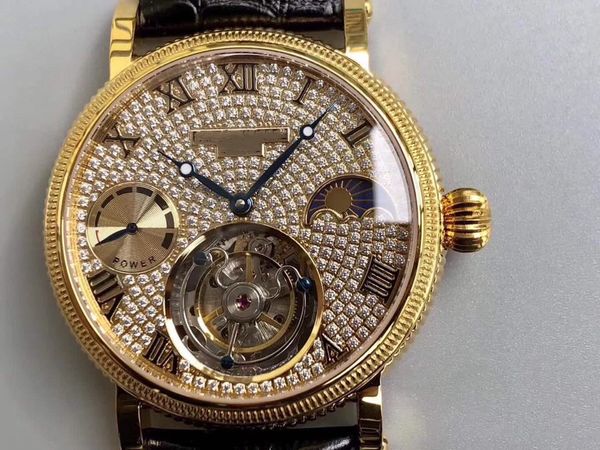 luxury men's mechanical watch size 42mm thickness 13mm equipped with manual upper chain mechanical tourbillon movement storage power 48, Slivery;brown
luxury men's mechanical watch size 42mm thickness 13mm equipped with manual upper chain mechanical tourbillon movement storage power 48, Slivery;brown