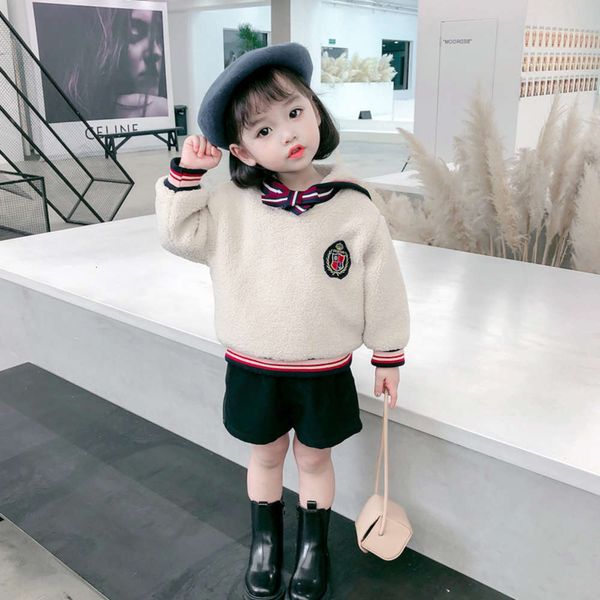 children's plush 2020 winter new girls' college sle sweater solid color thread sve pullover, Black
children's plush 2020 winter new girls' college sle sweater solid color thread sve pullover, Black