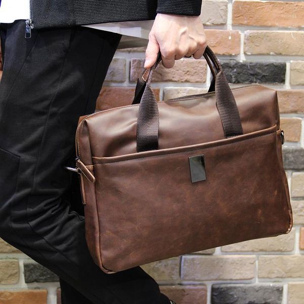 xiao.p men's briefcase bag crazy horse pu leather lapbag business tote for document office portable single shoulder1
xiao.p men's briefcase bag crazy horse pu leather lapbag business tote for document office portable single shoulder1