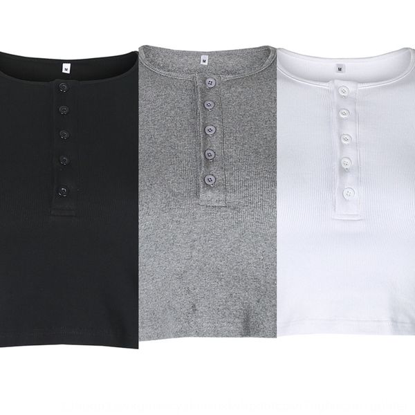 2020 summer ins new coat t-shirt women's solid color slim button crew neck short sleeve t-shirt for women cdf1h, White
2020 summer ins new coat t-shirt women's solid color slim button crew neck short sleeve t-shirt for women cdf1h, White