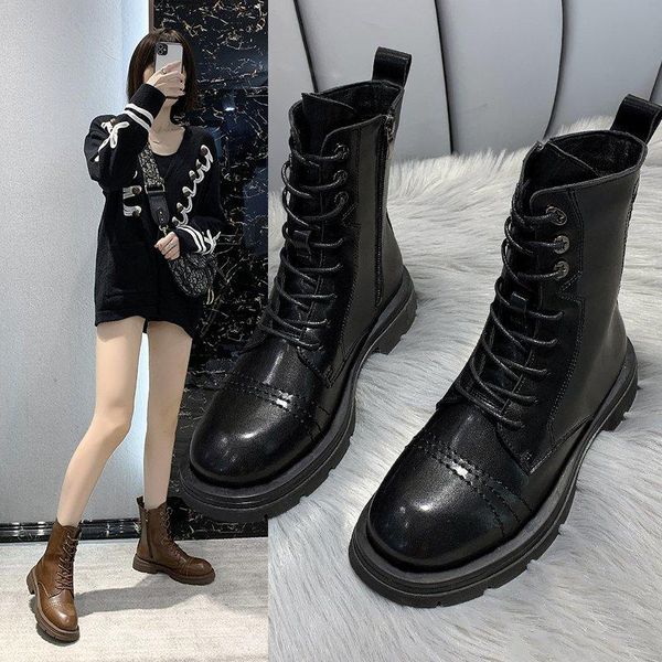 winter women's shoes style locomotive fashion mid-heel mid-tube round toe solid color front lace-up boots, Black
winter women's shoes style locomotive fashion mid-heel mid-tube round toe solid color front lace-up boots, Black