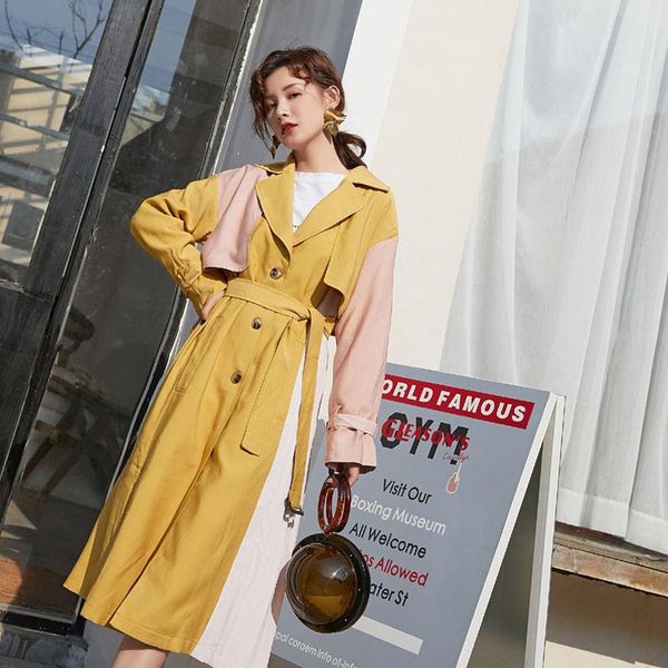 new fashion simple hit color long trench famale single-breasted coat with belt loose over the knee windbreaker 2020 autumn casua, Tan;black
new fashion simple hit color long trench famale single-breasted coat with belt loose over the knee windbreaker 2020 autumn casua, Tan;black