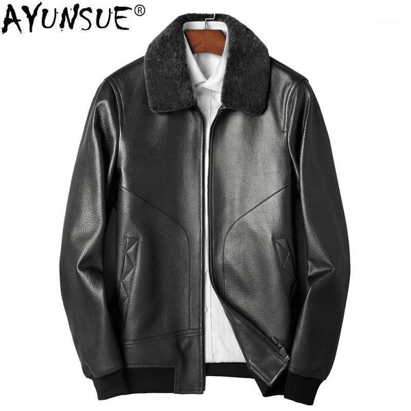 men's leather & faux ayunsue men's jacket autumn 2021 winter men lamb fur collar sheepskin coat baseball jackets veste homme my133, Black
men's leather & faux ayunsue men's jacket autumn 2021 winter men lamb fur collar sheepskin coat baseball jackets veste homme my133, Black
