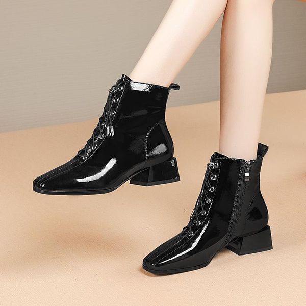 plus size 34-42 women's genuine leather thick heel lace-up autumn ankle boots med heel comfortable short booties heels shoes hot, Black
plus size 34-42 women's genuine leather thick heel lace-up autumn ankle boots med heel comfortable short booties heels shoes hot, Black