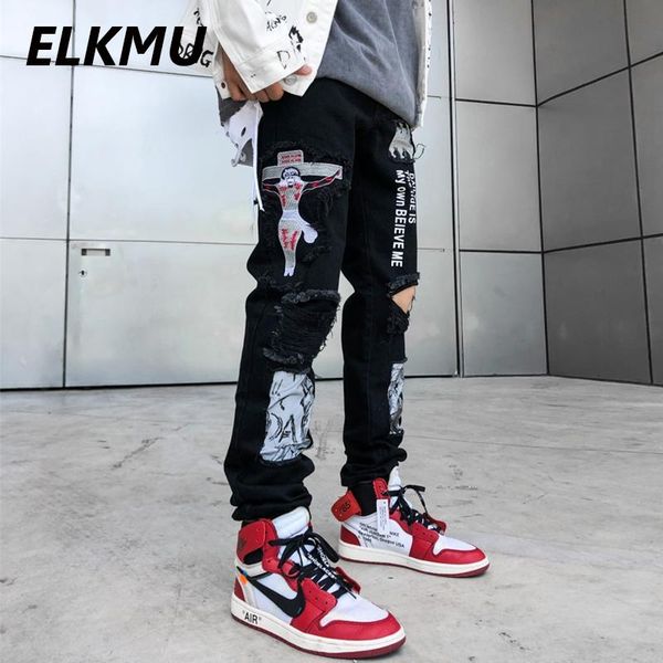elkmu black jeans ripped destroyed skinny jeans fashion denim pants men streetwear hole jesus print hip hop trousers male he198, Blue
elkmu black jeans ripped destroyed skinny jeans fashion denim pants men streetwear hole jesus print hip hop trousers male he198, Blue