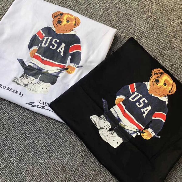 designer 100% cotton short sleeve casual loose funny cool tee shirts with usa bear pattern printing, White;black
designer 100% cotton short sleeve casual loose funny cool tee shirts with usa bear pattern printing, White;black