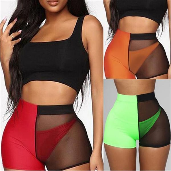 women sport shorts mesh patchwork design see through shorts fashion mid waist elastic hip ladies streetwear, White;black
women sport shorts mesh patchwork design see through shorts fashion mid waist elastic hip ladies streetwear, White;black