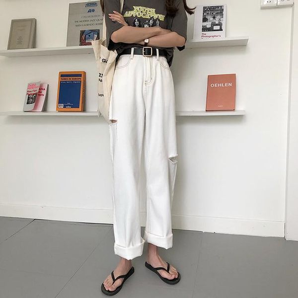 women's jeans women s-xl summer korean ins style loose white long denim pants high waist straight hole for womens, Blue
women's jeans women s-xl summer korean ins style loose white long denim pants high waist straight hole for womens, Blue