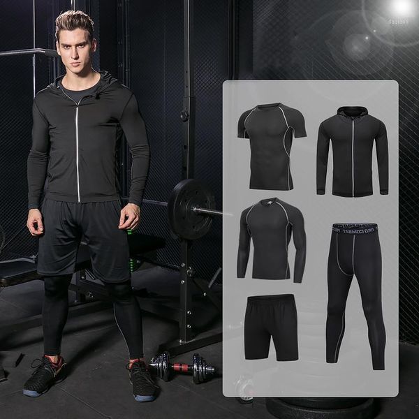 running sets 2021 compression sport suits men sports quick drying clothing joggers training gym fitness workout set1, Black;blue
running sets 2021 compression sport suits men sports quick drying clothing joggers training gym fitness workout set1, Black;blue