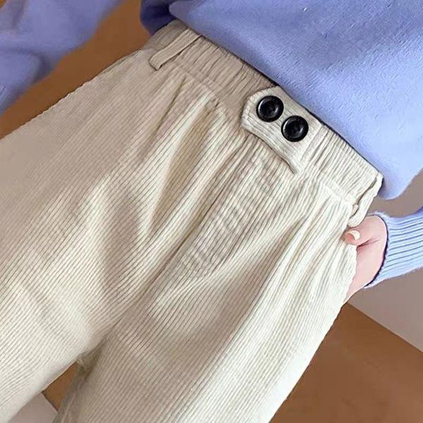 women's pants & capris 2021 loose corduroy women wide leg high waist autumn winter thicked korean style casual long haren trousers s65, Black;white
women's pants & capris 2021 loose corduroy women wide leg high waist autumn winter thicked korean style casual long haren trousers s65, Black;white