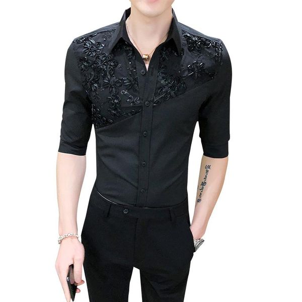 summer mid-sleeved inch shirt korean flower shirt men's slim trend hairdresser handsome five-point sleeve hollow lace, White;black
summer mid-sleeved inch shirt korean flower shirt men's slim trend hairdresser handsome five-point sleeve hollow lace, White;black