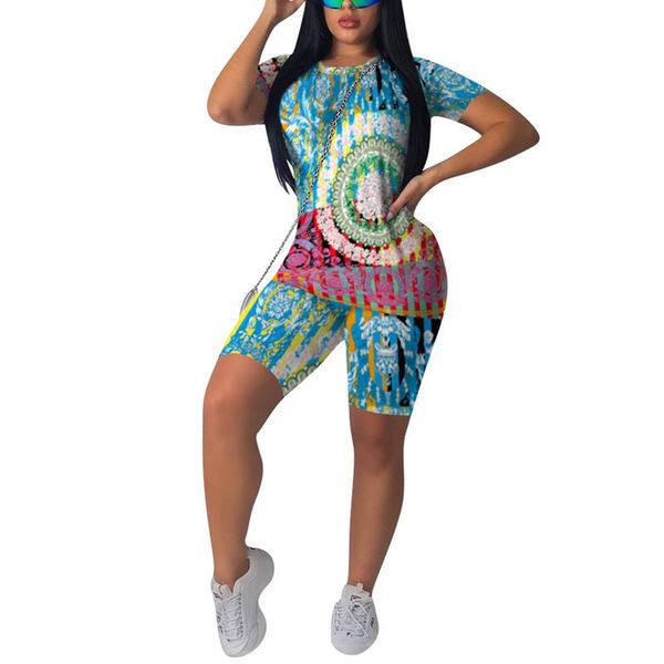 women's two-piece printed suit fashion short-sleeve round neck with short pants for summer outdoor sportswear kg-15, White;black
women's two-piece printed suit fashion short-sleeve round neck with short pants for summer outdoor sportswear kg-15, White;black