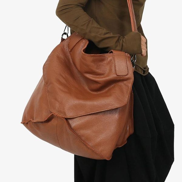 large size cow leather lady bucket bag genuine leather shoulder bag for women