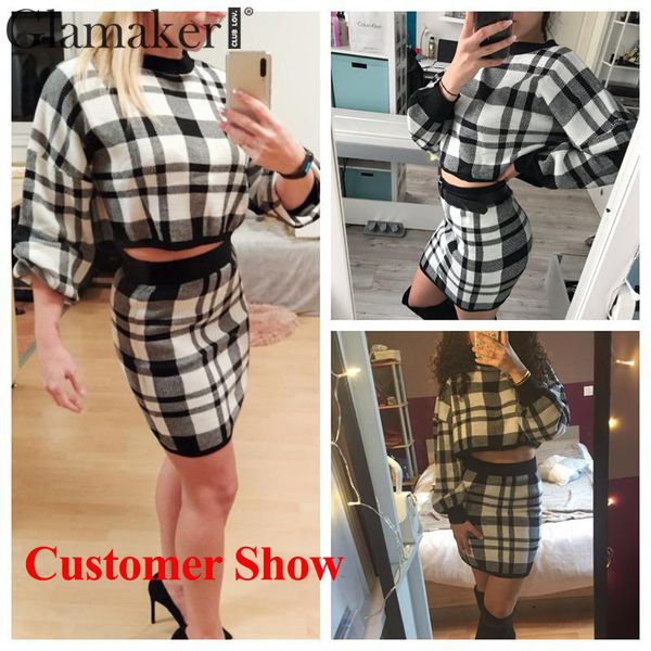 glamaker plaid knitted crop autumn dress women long sleeve winter sweater dress female fashion party mini dress 201204, Black;pink
glamaker plaid knitted crop autumn dress women long sleeve winter sweater dress female fashion party mini dress 201204, Black;pink