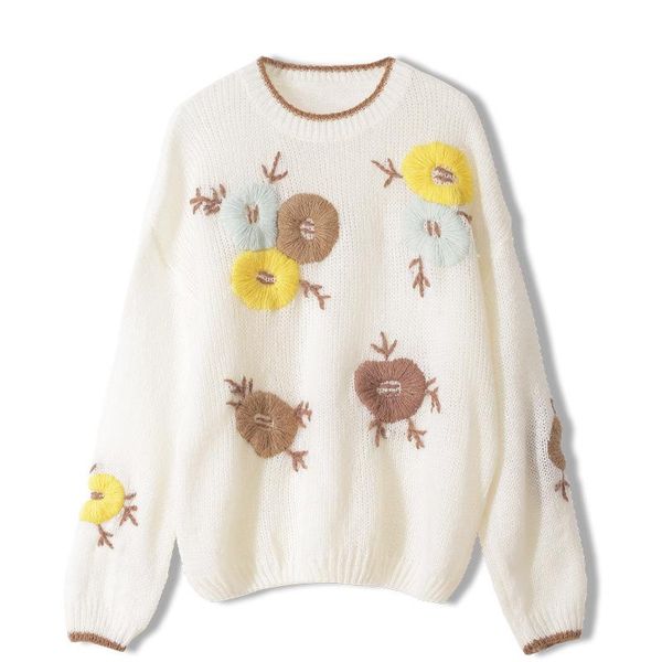 thin floral embroidery sweater women o-neck spring autumn long sleeve knitted sweaters outerwear t37007, White;black
thin floral embroidery sweater women o-neck spring autumn long sleeve knitted sweaters outerwear t37007, White;black
