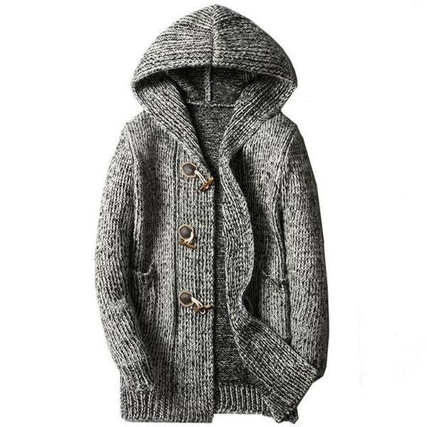 men's sweaters 2021 winter fashion men cardigan sweater casual hooded long coat knitwear horn button jacket clothing korean style, White;black
men's sweaters 2021 winter fashion men cardigan sweater casual hooded long coat knitwear horn button jacket clothing korean style, White;black