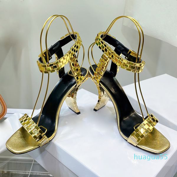 metal strap decorative square head high heeled sandals genuine leather womens shoes .5cm heels fashion designers front, Black
metal strap decorative square head high heeled sandals genuine leather womens shoes .5cm heels fashion designers front, Black