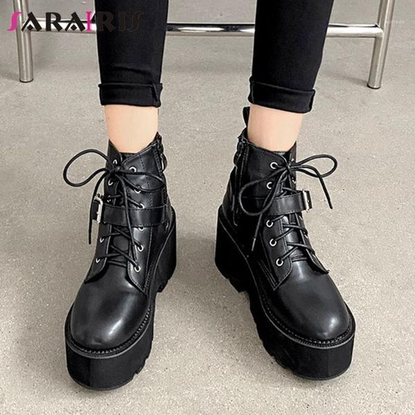 boots sarairis balck lace up zipper platform ankle women thick bottom buckle strap cool ladies shoes1, Black
boots sarairis balck lace up zipper platform ankle women thick bottom buckle strap cool ladies shoes1, Black
