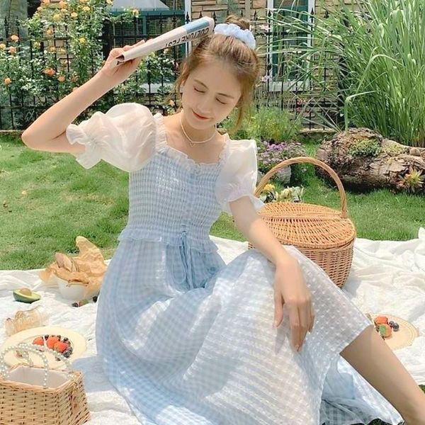 vintage retro fairy dress women puff sleeve chiffon plaid summer dress patchwork designer french style elegant korean 2020, Black;gray
vintage retro fairy dress women puff sleeve chiffon plaid summer dress patchwork designer french style elegant korean 2020, Black;gray