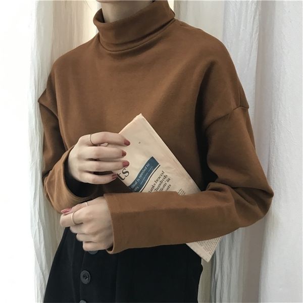 2020 winter new korean ins thickened ground wool high collar thin base t-shirt, Black;brown
2020 winter new korean ins thickened ground wool high collar thin base t-shirt, Black;brown