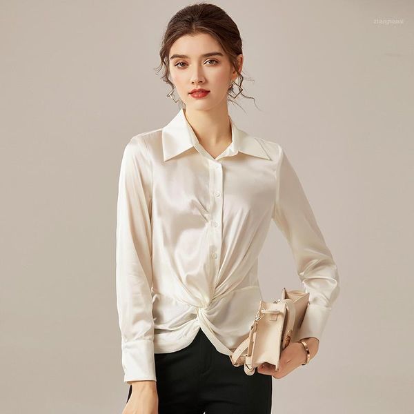 spring autumn office lady real silk work shirt elegant turn-down collar long sleeve solid natural silk satin women blouse 1, White
spring autumn office lady real silk work shirt elegant turn-down collar long sleeve solid natural silk satin women blouse 1, White