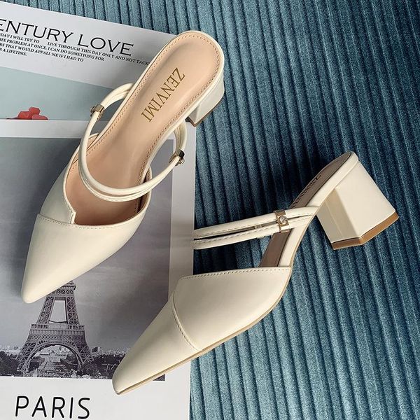 2020 spring and summer new pointed pointed thick heel high heel cool female dual-use shoes ladies single shoes, Black
2020 spring and summer new pointed pointed thick heel high heel cool female dual-use shoes ladies single shoes, Black