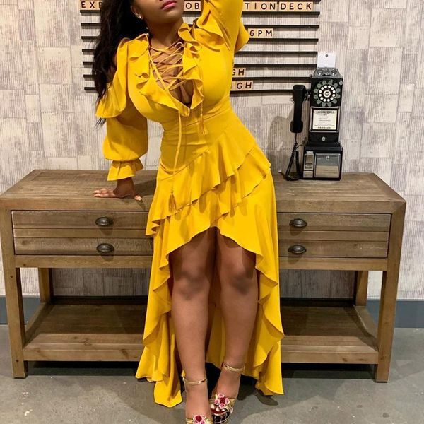 party dresses african women sweet ruffle long dress asymmetrical high low cold shoulder long-sleeve v neck cross criss maxi1, White;black
party dresses african women sweet ruffle long dress asymmetrical high low cold shoulder long-sleeve v neck cross criss maxi1, White;black
