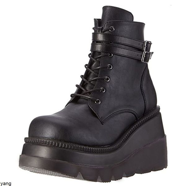 winter non-slip lace up buckle pu leather shoes plus size martin boots mujer goth ankle for women 1026, Black
winter non-slip lace up buckle pu leather shoes plus size martin boots mujer goth ankle for women 1026, Black