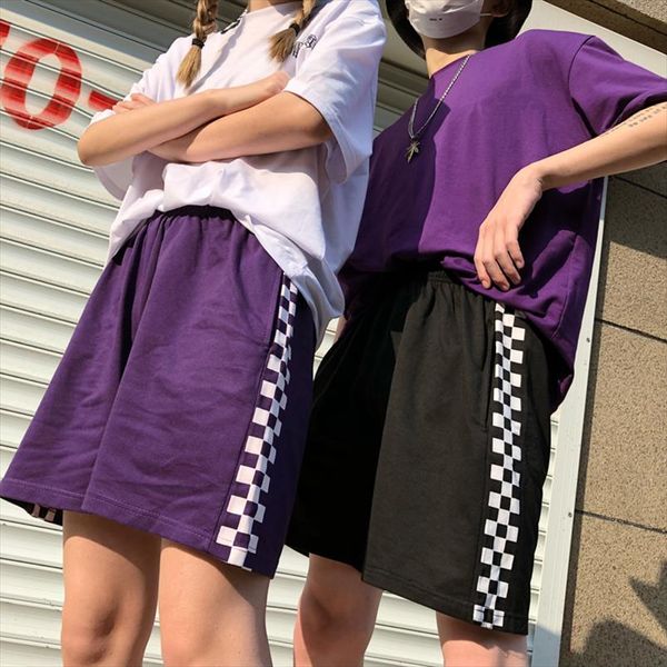 2020 korean harajuku summer women shorts side black white plaid printed high waist casual female shorts, White;black
2020 korean harajuku summer women shorts side black white plaid printed high waist casual female shorts, White;black