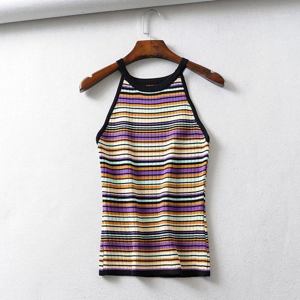 2019 women colour striped knitted crop elastic shirts short style sleeveless blouse female streetwear chic blusas1, White
2019 women colour striped knitted crop elastic shirts short style sleeveless blouse female streetwear chic blusas1, White