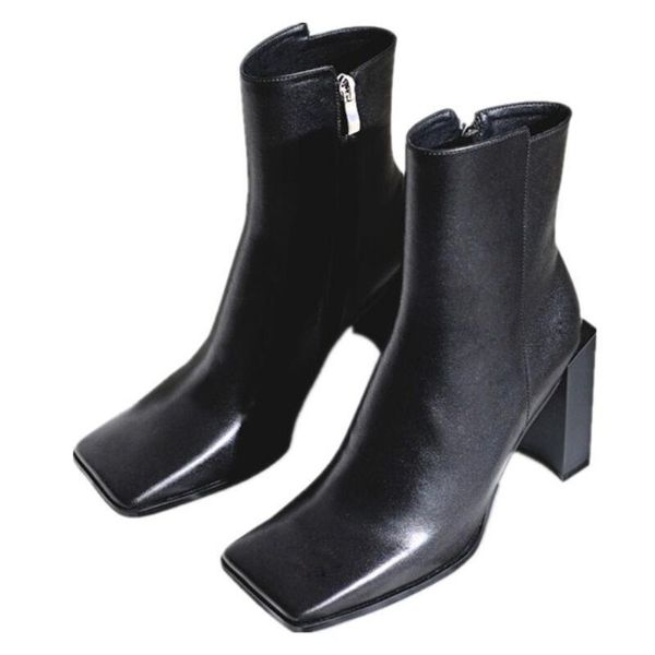 boots genuine leather women motorcycle female fashion woman's high heel mature vintage casual square toe lady, Black
boots genuine leather women motorcycle female fashion woman's high heel mature vintage casual square toe lady, Black