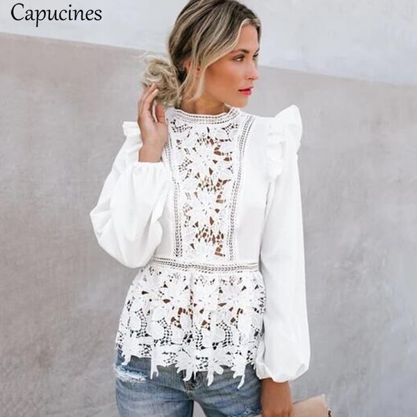 capucines lace splicing ruffled high waist white shirts blouse women hollow out embroidery keyhole back elegant summer chic 201201
capucines lace splicing ruffled high waist white shirts blouse women hollow out embroidery keyhole back elegant summer chic 201201