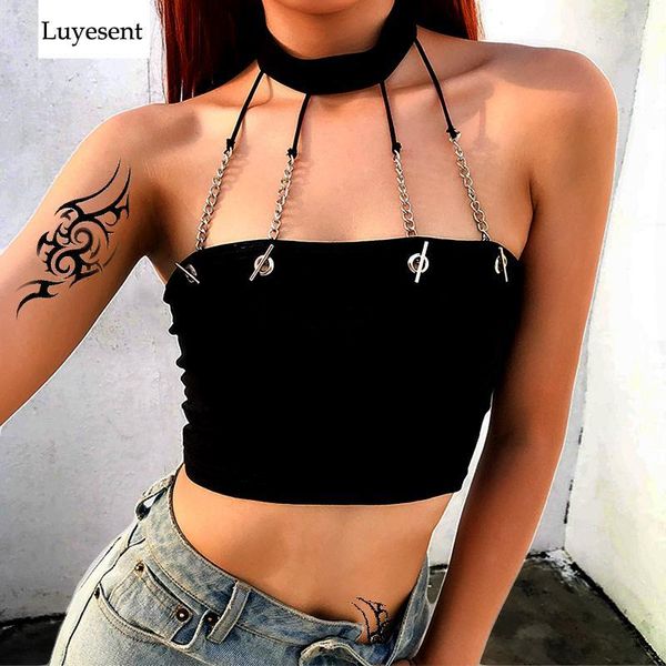 women's tanks & camis punk black woman chains short 2021 summer crop halter eyelet basic gothic chic rock backless vest hip-hop street, White
women's tanks & camis punk black woman chains short 2021 summer crop halter eyelet basic gothic chic rock backless vest hip-hop street, White