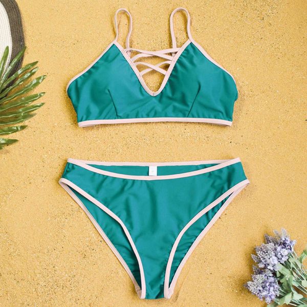 women's fashion padded bra straps waist sling solid bikini swimsuit two piece set swimwear women high, White;black
women's fashion padded bra straps waist sling solid bikini swimsuit two piece set swimwear women high, White;black