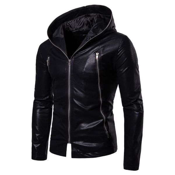 motorcycle leather hooded jacket men 2021 classic design multi-zipper men's biker jacket bomber pu faux leather jackets coats, Black
motorcycle leather hooded jacket men 2021 classic design multi-zipper men's biker jacket bomber pu faux leather jackets coats, Black