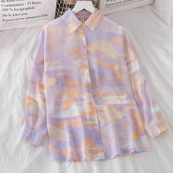 women's polos shirts women single-breasted -collar long sleeve loose korean tie dyed print vintage, White
women's polos shirts women single-breasted -collar long sleeve loose korean tie dyed print vintage, White