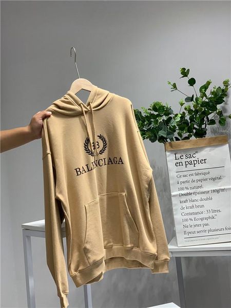 20fw classic mens womens wheatears print designer sweatshirt hooded hoodie streetwear outdoor blca balens winter clothing quality, Black;brown