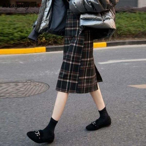 skirts women plaid high waist lady clothes all-match classy vintage design side split teens college bf a-line plaid fall bottom1, Black 
skirts women plaid high waist lady clothes all-match classy vintage design side split teens college bf a-line plaid fall bottom1, Black
