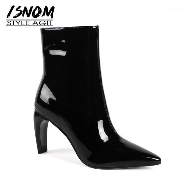 boots isnom patent leather women ankle zip pointed toe footwear unusual high heels lady boot office shoes woman 2021 winter 1, Black
boots isnom patent leather women ankle zip pointed toe footwear unusual high heels lady boot office shoes woman 2021 winter 1, Black