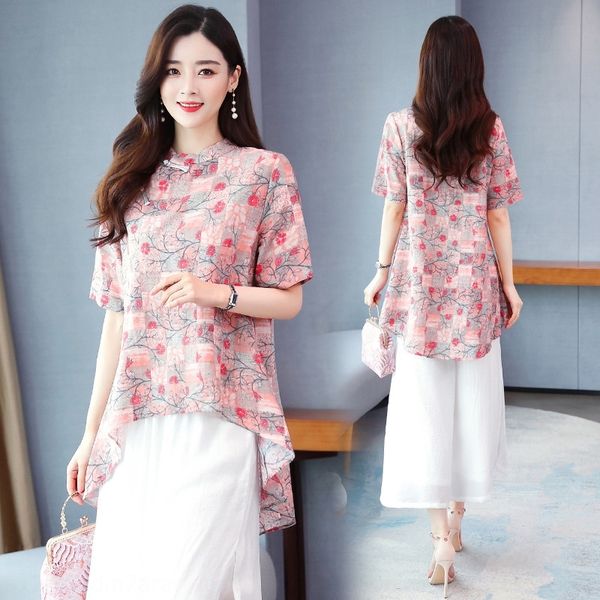 62stc 2020 summer new design and color personalized chinese trend t-shirt flowersfashion flowers cotton hemp hem irregular embroidery floral, White
62stc 2020 summer new design and color personalized chinese trend t-shirt flowersfashion flowers cotton hemp hem irregular embroidery floral, White