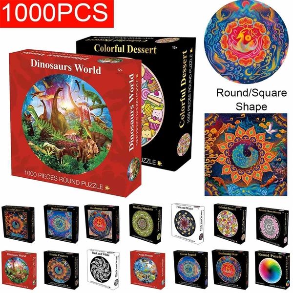 Jigsaw Picture Puzzles Mini 1000 Pieces Round Paper Assembling Puzzles Toys For Adults Children Kids Games Educational Toys Y200421