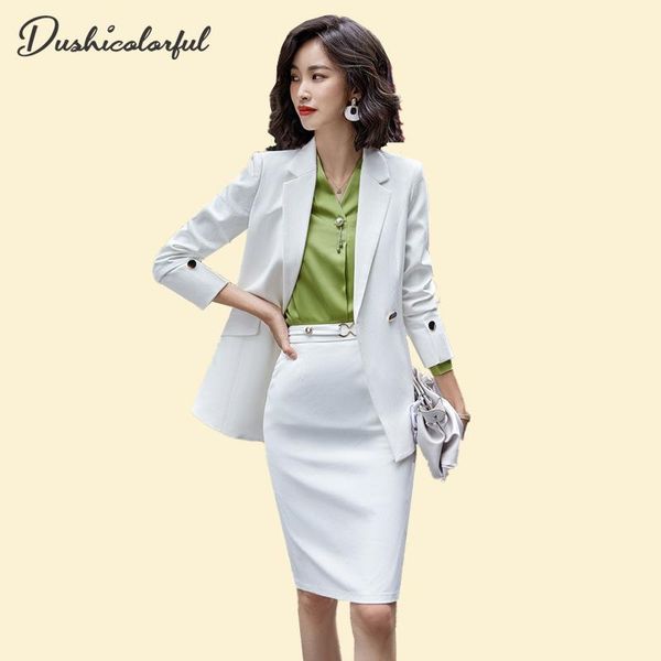 two piece dress lady 2 pieces set formal pants suit for women office business blazer and trousers blazers skirt, White
two piece dress lady 2 pieces set formal pants suit for women office business blazer and trousers blazers skirt, White