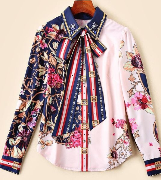 women runway shirts 2021 fashion lace up bow floral print patchwork elegant long sleeve blouse stand collar shirt workwear office, White
women runway shirts 2021 fashion lace up bow floral print patchwork elegant long sleeve blouse stand collar shirt workwear office, White