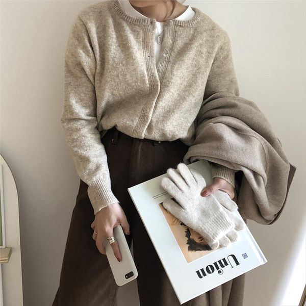 vintage chic all match cardigans 2020 sweet high waist warm thicken soft office lady brief loose casual knitted sweaters, White;black
vintage chic all match cardigans 2020 sweet high waist warm thicken soft office lady brief loose casual knitted sweaters, White;black