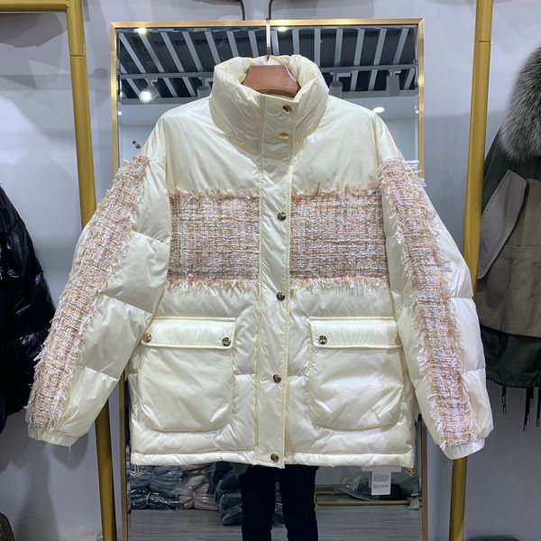 pin jie kuan down jacket women's short style white duck collar warm loose coat for winter 201103, Black
pin jie kuan down jacket women's short style white duck collar warm loose coat for winter 201103, Black