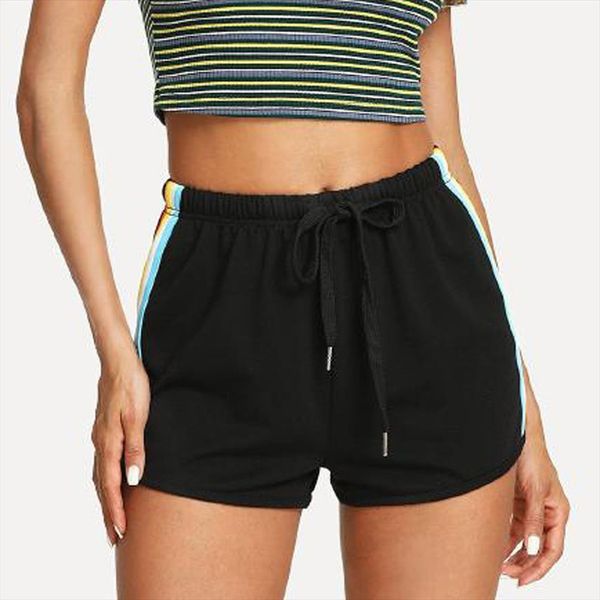 spodenki damskie women rainbow print solid colour sport elastic short drawstring waist shorts short taille haute femme 1, White;black
spodenki damskie women rainbow print solid colour sport elastic short drawstring waist shorts short taille haute femme 1, White;black