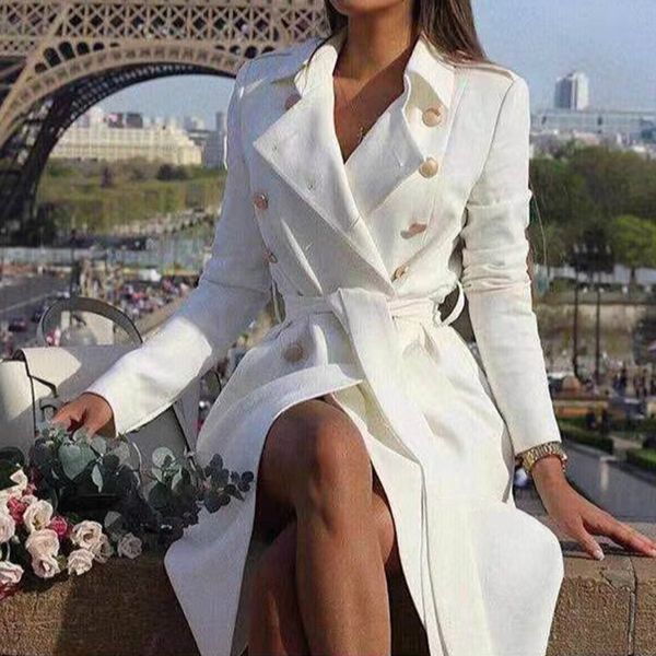 womens winter white double breasted trench coat sashes turn down collar long trenchs female 2020 spring office outwear ladies 1026, Tan;black
womens winter white double breasted trench coat sashes turn down collar long trenchs female 2020 spring office outwear ladies 1026, Tan;black