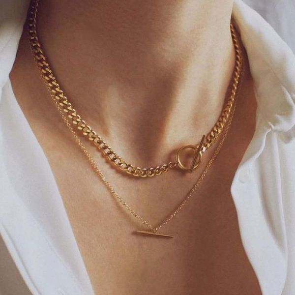 iparam fashion simple layered ot buckle necklace female vintage double chain geometric pendant collar necklace jewelry gift, Silver
iparam fashion simple layered ot buckle necklace female vintage double chain geometric pendant collar necklace jewelry gift, Silver